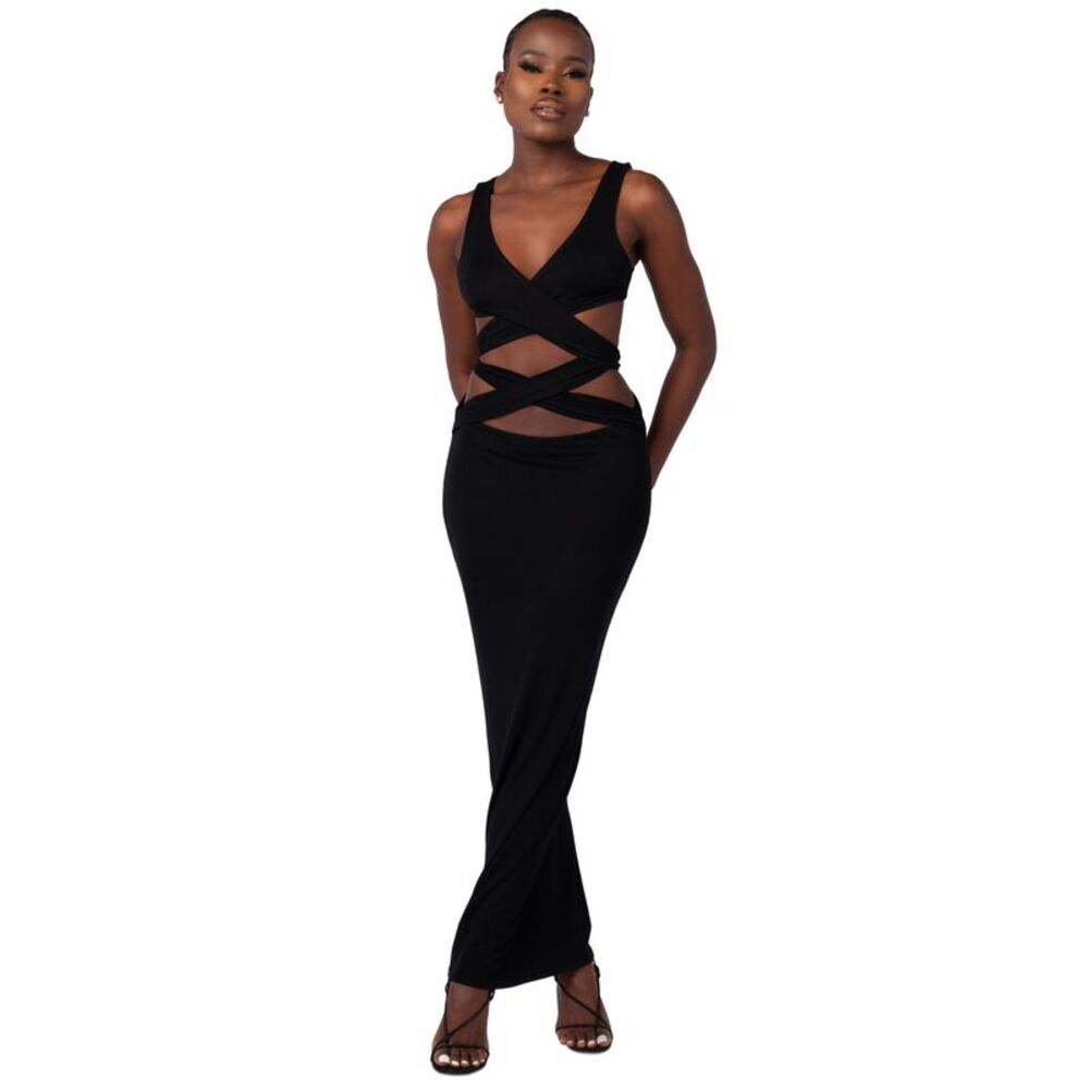 From Grayscale Crisscross Waist Bodycon Dress